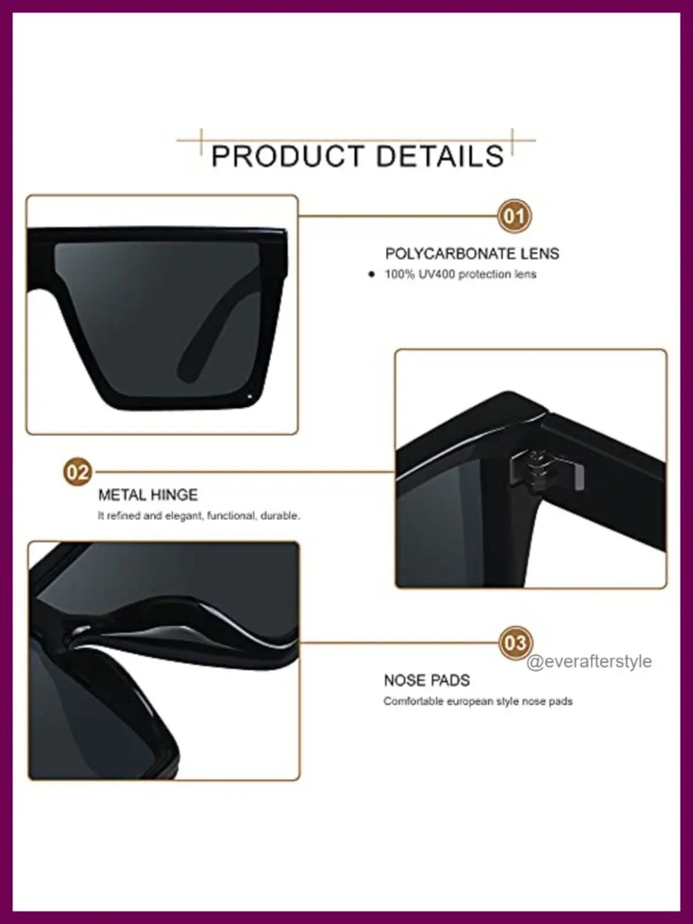 Oversized Square Shield Sunglasses UV Protection